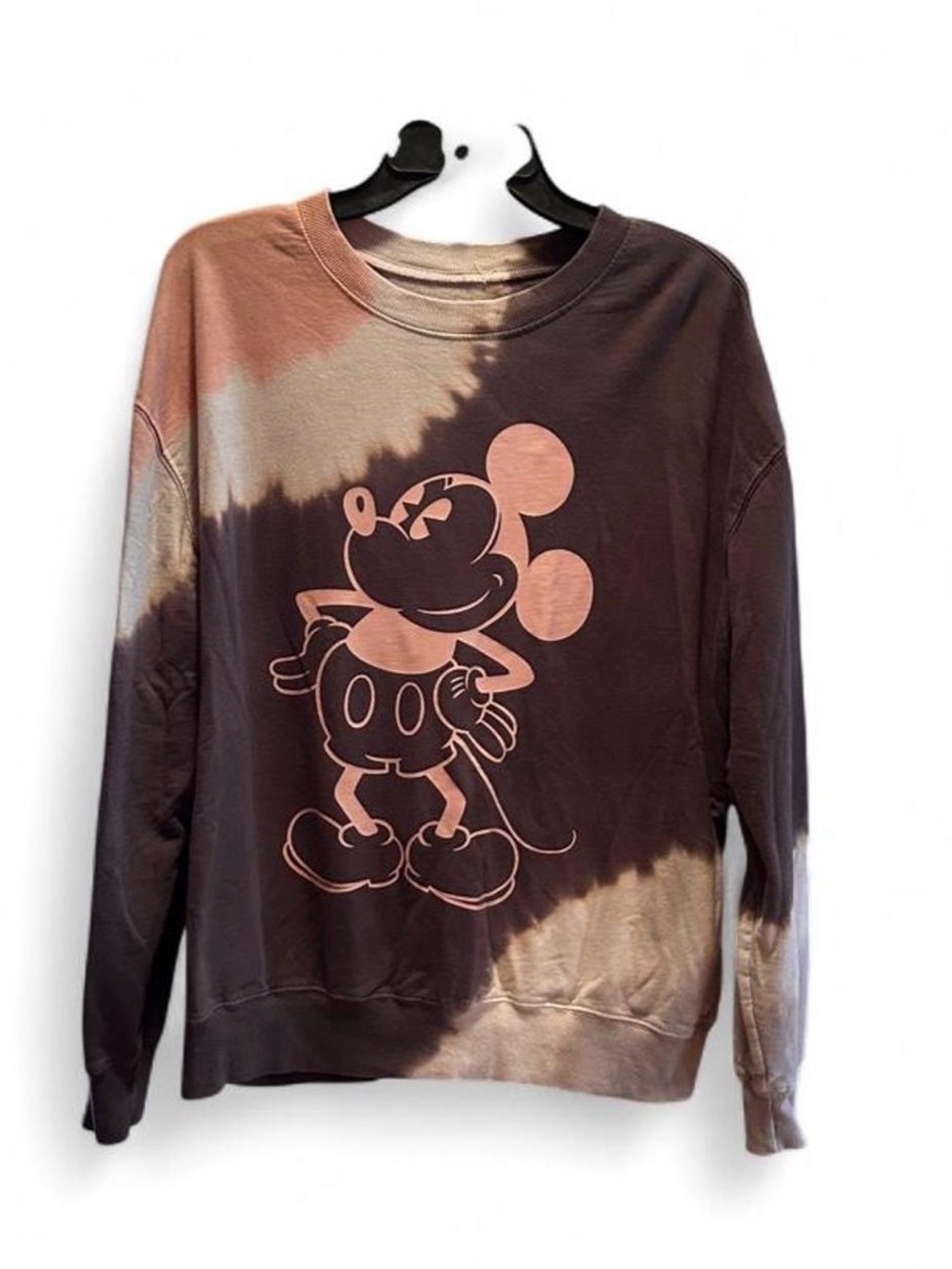 Disney Mickey Mouse tie dye sweater size Large Women’s grey pink white cotton